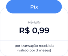 Pix: De R$ 1,99 por R$ 0,99 por transação recebida. Válido por 3 meses.
