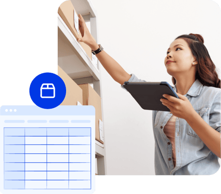 Mulher pegando caixas na prateleira