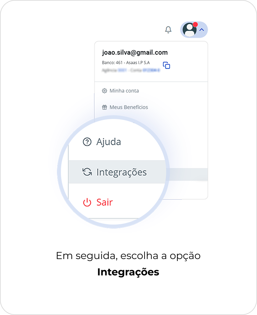 Em seguida, escolha a opção Integrações