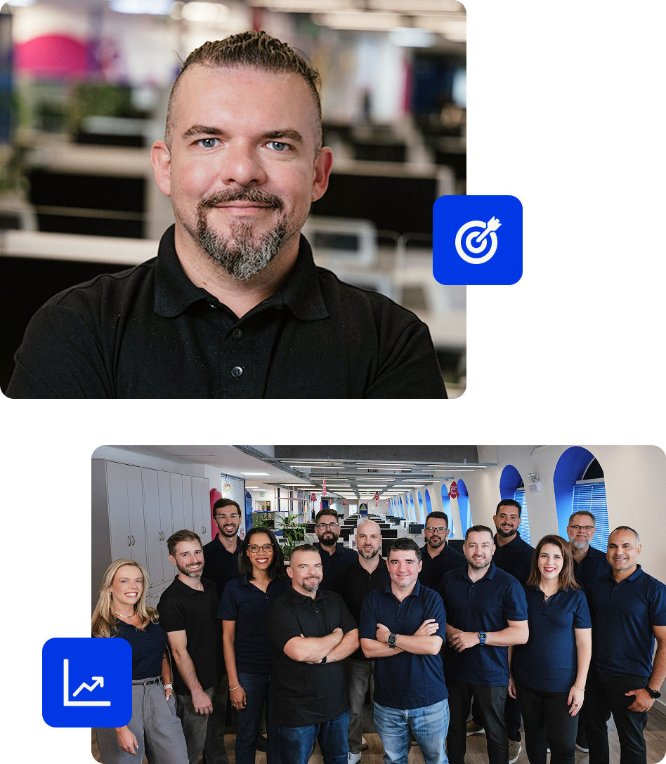Fotos do CEO do Asaas e da equipe de diretores.