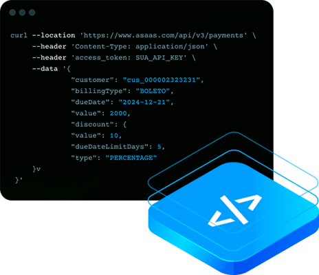 Linhas de código da API do Asaas.