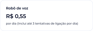 Robô de voz, R$ 0,55 por dia, inclui até 3 tentativas de ligação por dia
