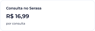 Consulta no Serasa, R$ 16,99 por consulta