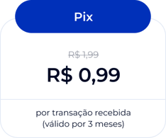Pix: De R$ 1,99 por R$ 0,99 por transação recebida. Válido por 3 meses.