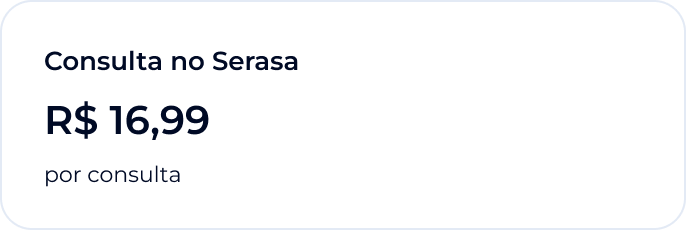 Consulta no Serasa, R$ 16,99 por consulta